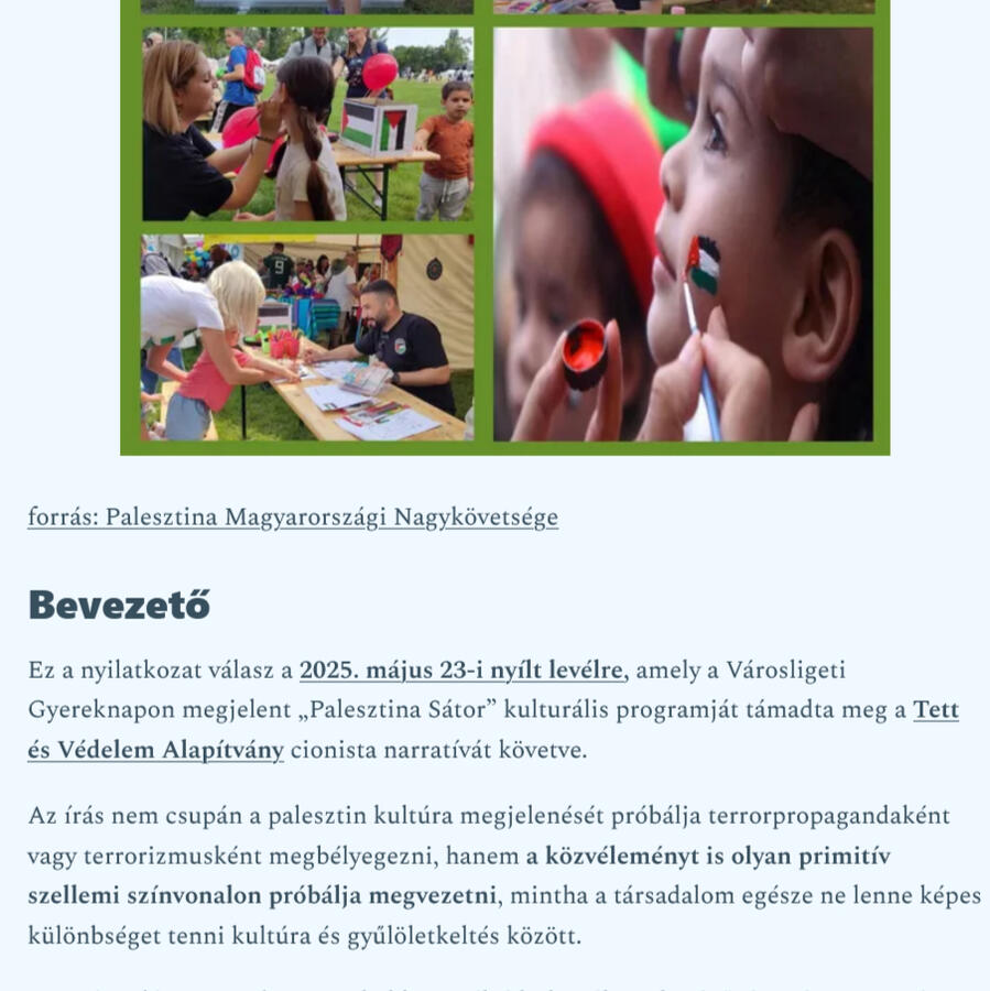 Nyílt válasz a TEV gyermeknapi cionista kirohanására